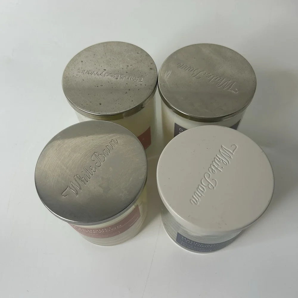 Bath & Body Works Candles Lot Of 4 Single Wick Vanilla Coconut Rosewood Amber